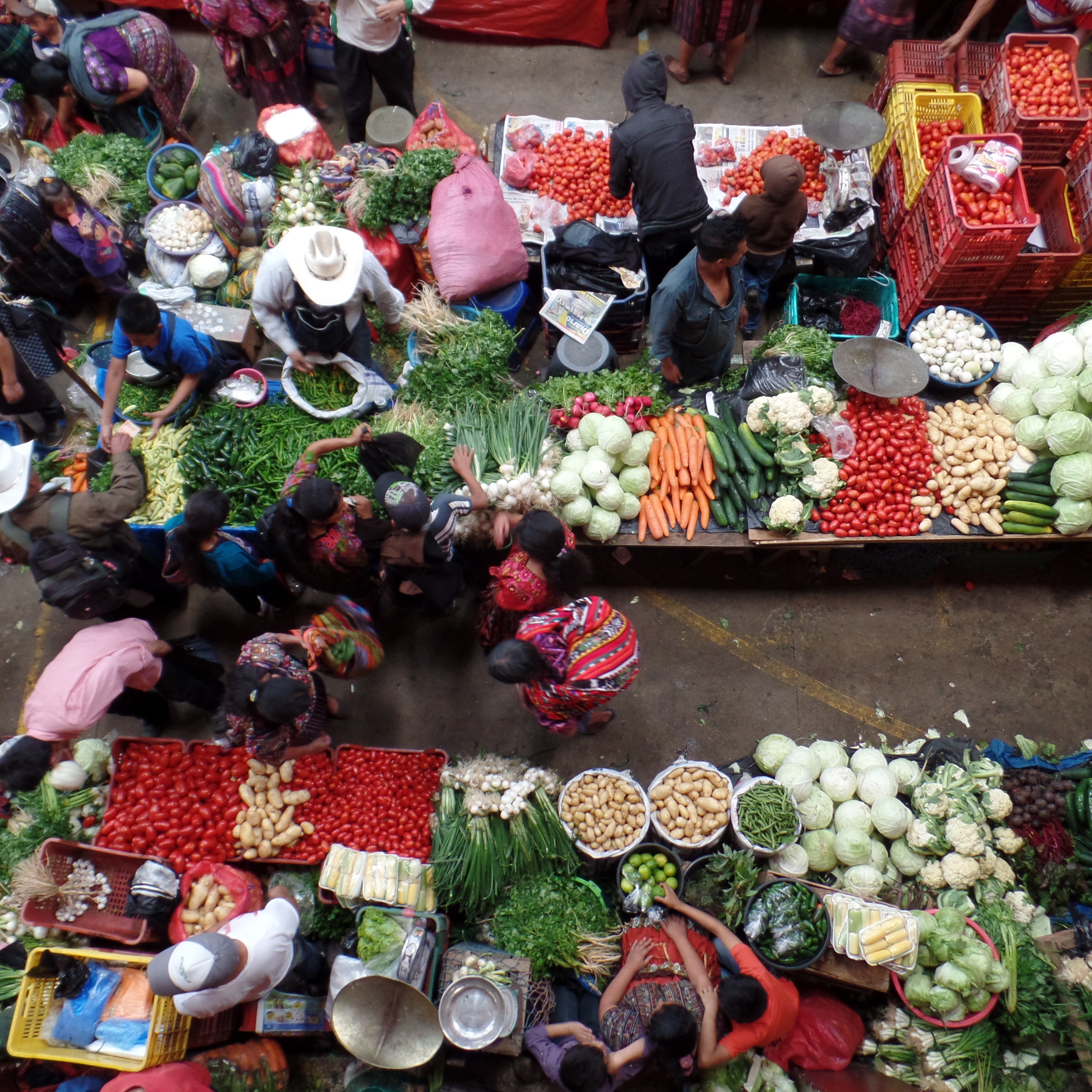 Colorful food market in Chichicastenango Guatemala
